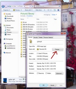 Change file associations in Windows 7 - file properties