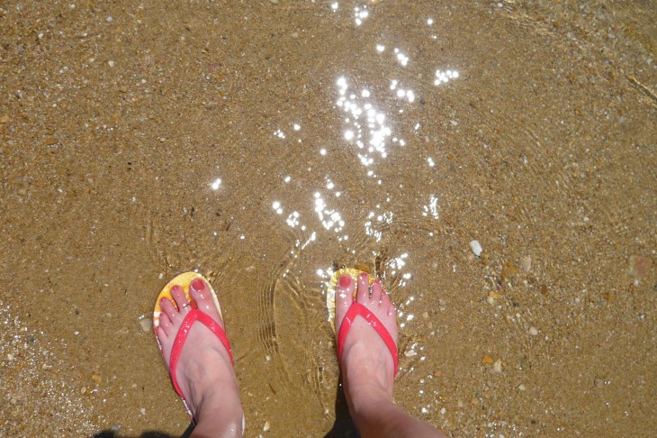 Flip flops in the sea