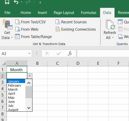 cell dropdown list excel