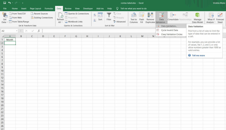 excel cell restrict input