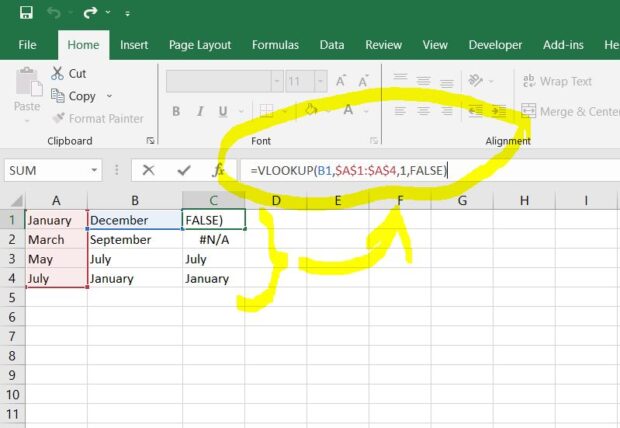 vlookup compare 2 columns